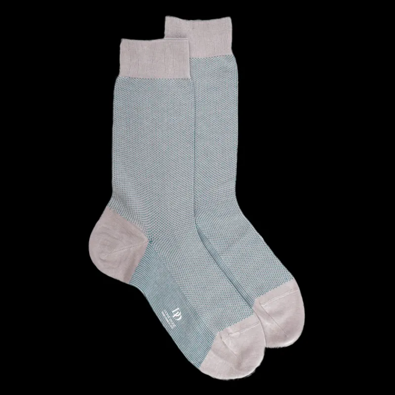 chaussettes_homme_en_fil__0-9.webp Homme Doré Doré Chaussettes^Chaussettes homme en fil d'Écosse renforcé à motifs caviar - Gris Métal & Bleu