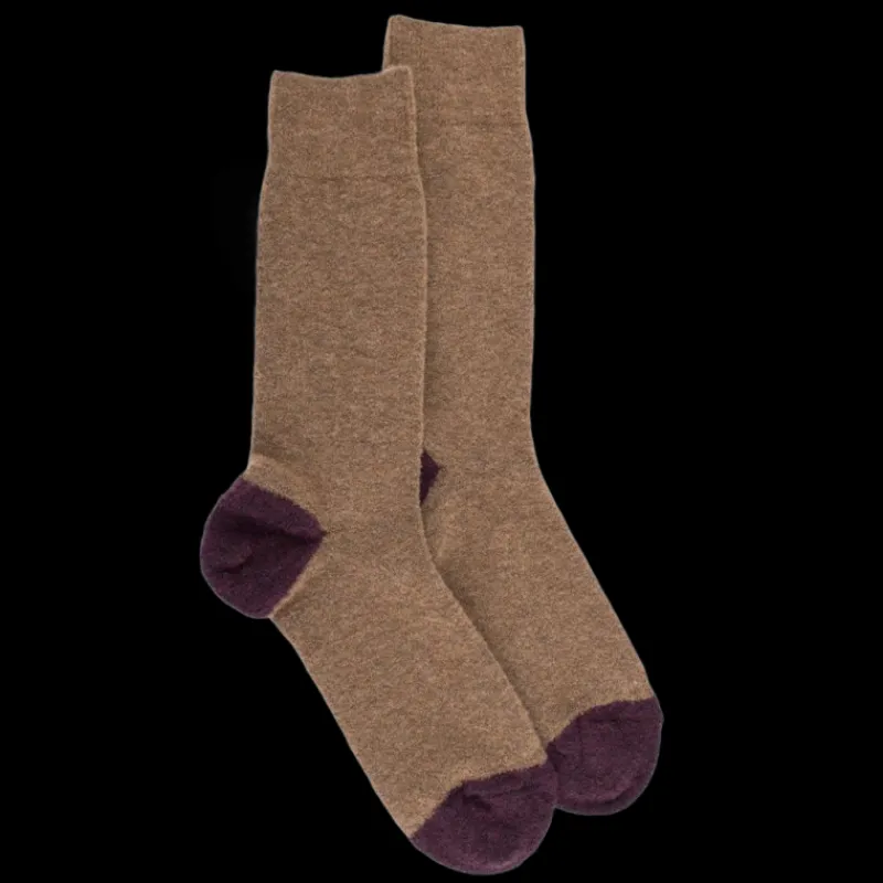 chaussettes_homme_en_lain_0-10.webp Homme Doré Doré Chaussettes^Chaussettes homme en laine polaire - Seigle & bordeaux