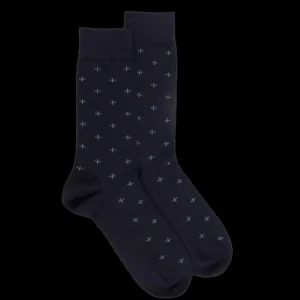 Homme Doré Doré Chaussettes^Chaussettes homme en laine à motif cravaterie - Bleu marine
