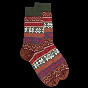 Homme Doré Doré Chaussettes^Chaussettes homme en laine à motif de Noël - Rouge pommard