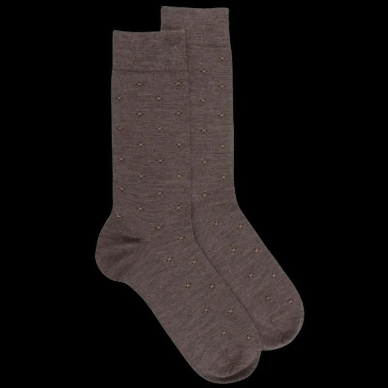 chaussettes_homme_en_lain_0-6.webp Homme Doré Doré Chaussettes^Chaussettes homme en laine à motif cravaterie - Brun loutre