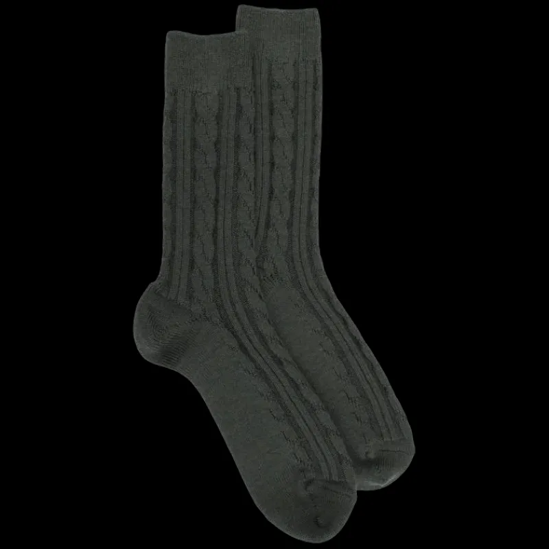 chaussettes_homme_en_lain_0-7.webp Homme Doré Doré Chaussettes^Chaussettes homme en laine à motif torsadés - Vert thuya