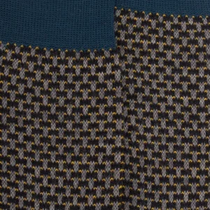 Homme Doré Doré Chaussettes^Chaussettes homme en laine à motif à trois couleurs - Gris anthracite & Bleu marsouin