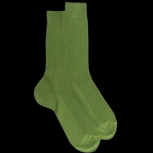 Homme Doré Doré Chaussettes^Chaussettes homme fines à côtes en fil d'Écosse - Vert Campagne