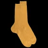 Homme Doré Doré Chaussettes^Chaussettes homme fines à côtes en fil d'Écosse - Jaune Pissenlit