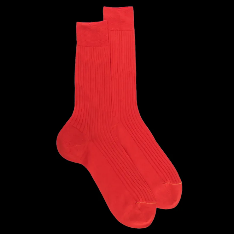 chaussettes_homme_fines___0-11.webp Homme Doré Doré Chaussettes^Chaussettes homme fines à côtes en fil d'Écosse - Orange minium
