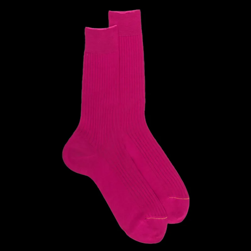 chaussettes_homme_fines___0-13.webp Homme Doré Doré Chaussettes^Chaussettes homme fines à côtes en fil d'Écosse - Rose Flamboyant