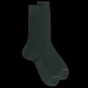 Homme Doré Doré Chaussettes^Chaussettes homme fines à côtes en fil d'Écosse - Vert thym