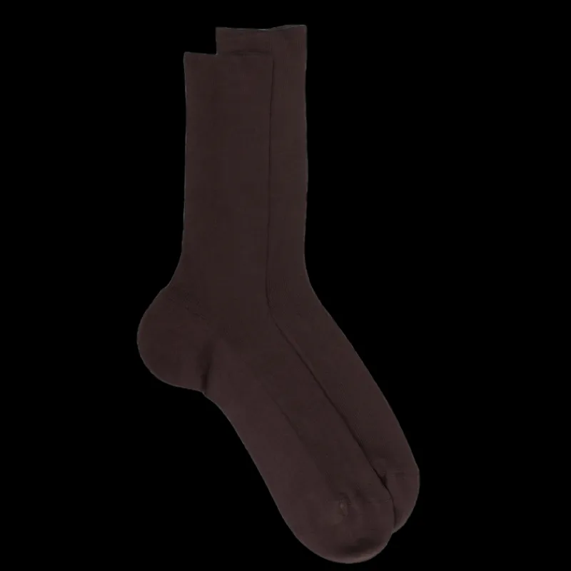 chaussettes_homme_jambe_s_0-1.webp Homme Doré Doré Chaussettes^Chaussettes homme jambe sensible sans bord élastique en fil d'Ecosse - Marron