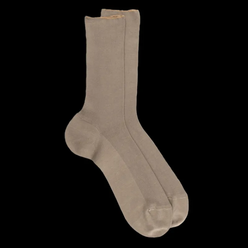 chaussettes_homme_jambe_s_0-2.webp Homme Doré Doré Chaussettes^Chaussettes homme jambe sensible sans bord élastique en fil d'Ecosse - Terre kaki