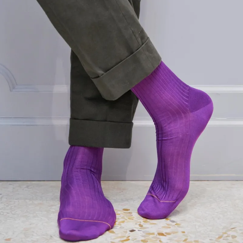 chaussettes_homme_luxe_en_2.webp Homme Doré Doré Chaussettes^Chaussettes homme luxe en pur fil d'écosse extra fin - Provence