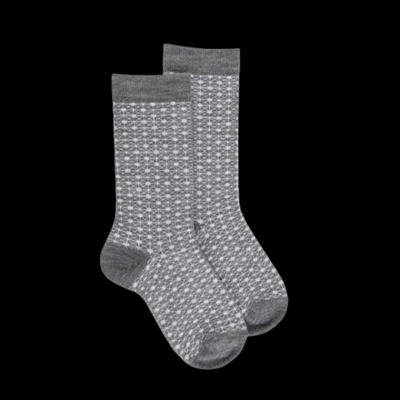 chaussettes_laine_et_lure_0-1.webp Enfant Doré Doré Chaussettes^Chaussettes laine et lurex motifs géométriques - Gris