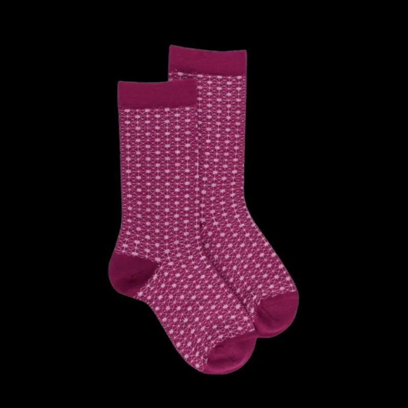 chaussettes_laine_et_lure_0.webp Enfant Doré Doré Chaussettes^Chaussettes laine et lurex motifs géométriques -