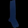 Homme Doré Doré Chaussettes Hautes^Chaussettes longues côtelées pour hommes, en fil d'Ecosse unicolore à 100% - Bleu Voilier