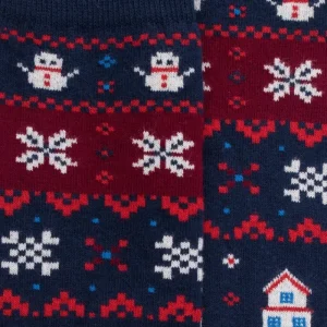 Femme Doré Doré Chaussettes Hautes^Chaussettes longues en coton pour femmes avec motif grec de Noël - Bleu Voilier