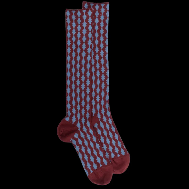 chaussettes_longues_pour__0-3.webp Femme Doré Doré Chaussettes Hautes^Chaussettes longues pour femmes, en laine à motifs étoilés - Rouge pommard