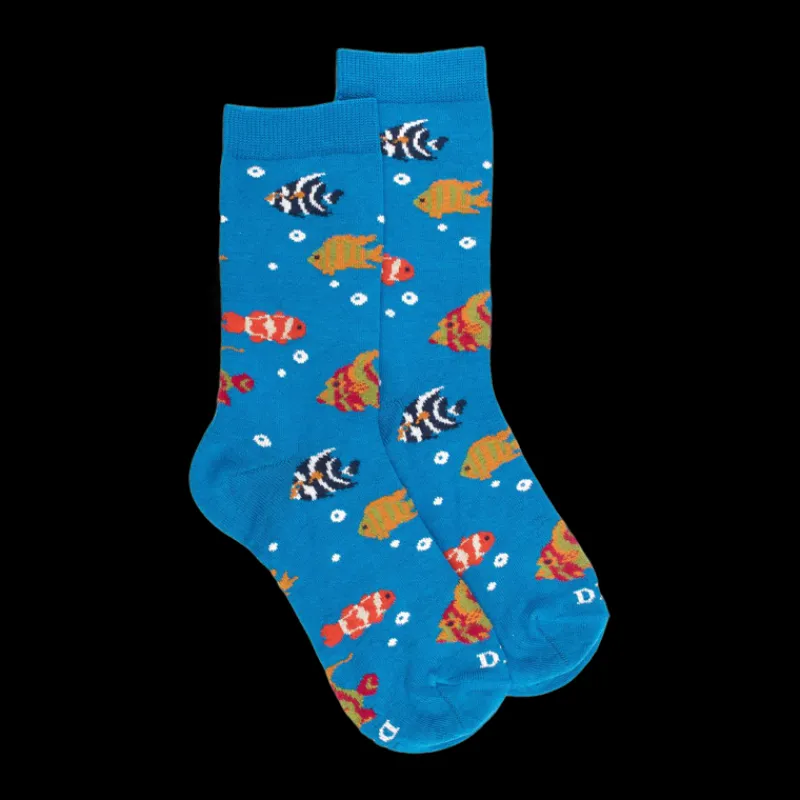 chaussettes_pour_enfants__0-1.webp Enfant Doré Doré Chaussettes^Chaussettes pour enfants en fil d'Ecosse avec motifs de poissons colorés -