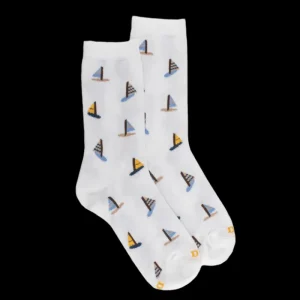 Enfant Doré Doré Chaussettes^Chaussettes pour enfants en fil d'Ecosse à motifs de voile -