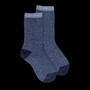 Enfant Doré Doré Chaussettes^Chaussettes pour enfants en laine avec motifs à micro-points et effet brillant - Bleu Caban