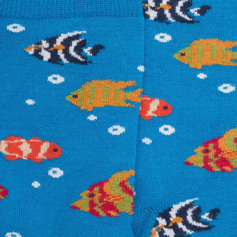 chaussettes_pour_enfants__1-1.webp Enfant Doré Doré Chaussettes^Chaussettes pour enfants en fil d'Ecosse avec motifs de poissons colorés -