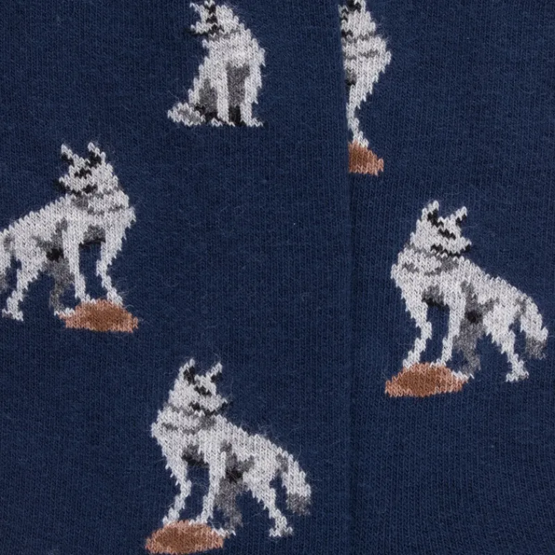 chaussettes_pour_enfants__1-13.webp Enfant Doré Doré Chaussettes^Chaussettes pour enfants en coton à motifs de loups - Bleu Voilier
