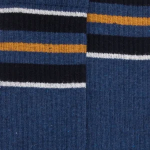 Enfant Doré Doré Chaussettes^Chaussettes pour enfants en coton éponge uni avec rayures sur le bord - Bleu pêcheur
