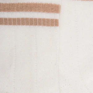 Enfant Doré Doré Chaussettes^Chaussettes pour enfants ajourées en fil d'Ecosse - Blanc Givre & Beige Sable