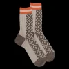 Femme Doré Doré Chaussettes^Chaussettes pour femme en fil d'Ecosse mi-rubané et mi-rhombique avec effet brillant - Blanc Grive