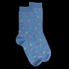Femme Doré Doré Chaussettes^Chaussettes pour femmes en fil d'Ecosse à motifs de chardonnerets - Bleu Macadam