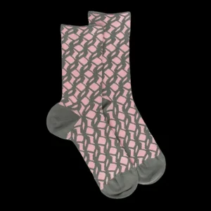 Femme Doré Doré Chaussettes^Chaussettes pour femmes en coton égyptien avec motif de vagues verticales sans bord élastique. -