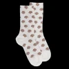 Femme Doré Doré Chaussettes^Chaussettes pour femmes en angora et coton avec motifs de fleurs à sept pétales -