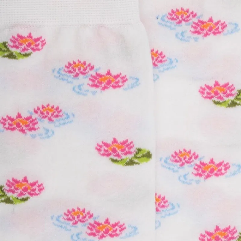 chaussettes_pour_femmes_e_1-10.webp Femme Doré Doré Chaussettes^Chaussettes pour femmes en fil d'Ecosse à motifs de nénuphars -