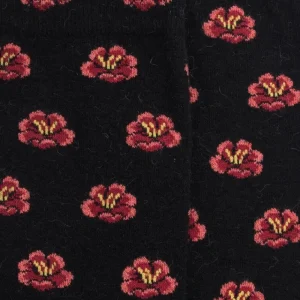 Femme Doré Doré Chaussettes^Chaussettes pour femmes en angora et coton avec motifs de fleurs à sept pétales -