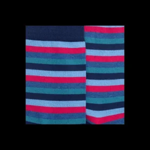 Femme Doré Doré Chaussettes^Chaussettes pour femmes en coton égyptien à rayures égales - Bleu Voilier