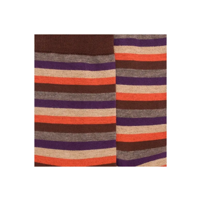 chaussettes_pour_femmes_e_1-28.webp Femme Doré Doré Chaussettes^Chaussettes pour femmes en coton égyptien à rayures égales - Marron cacao
