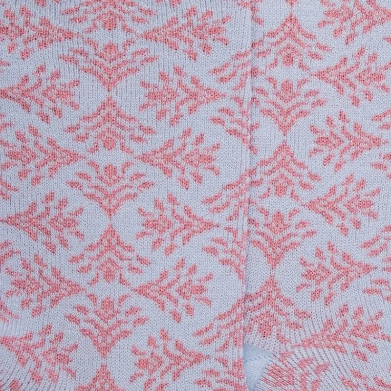 chaussettes_pour_femmes_e_1-8.webp Femme Doré Doré Chaussettes^Chaussettes pour femmes en fil d'Ecosse à motifs d'éventails avec effet scintillant - Bleu Vague