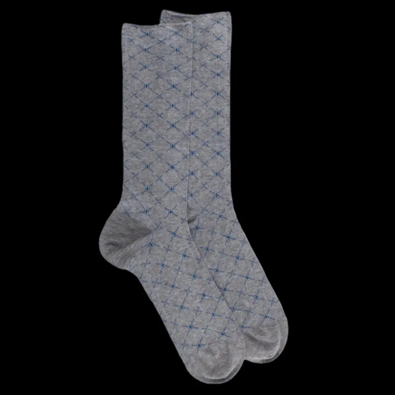 chaussettes_pour_hommes_e_0-1.webp Homme Doré Doré Chaussettes^Chaussettes pour hommes en fil d'Ecosse à motifs géométriques sans tricot élastique - Gris Bourrasque