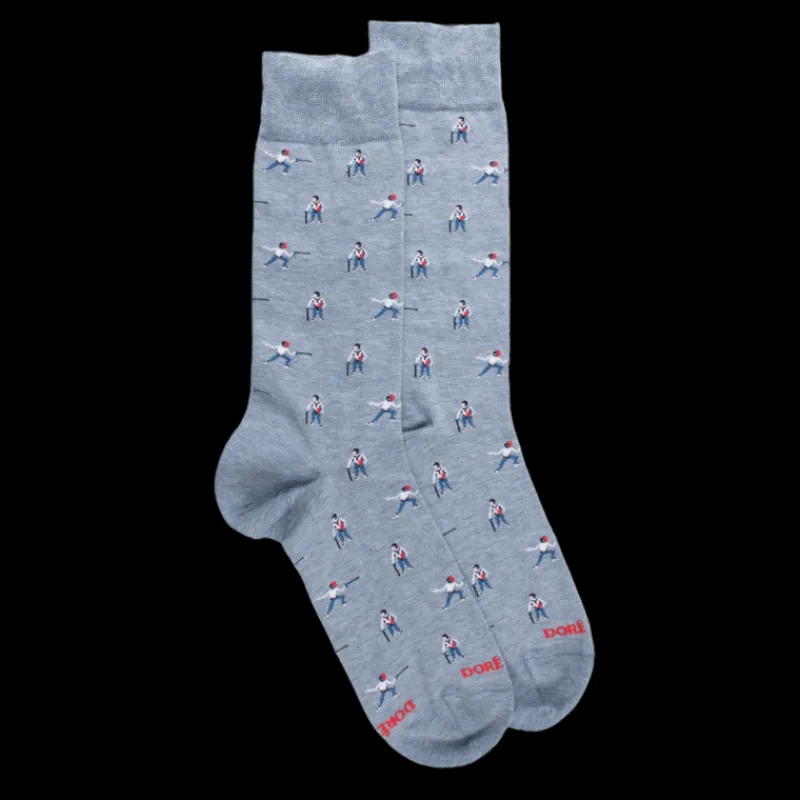 chaussettes_pour_hommes_e_0-10.webp Homme Doré Doré Chaussettes^Chaussettes pour hommes en fil d'Ecosse à motifs d'escrime - Bleu Glacier