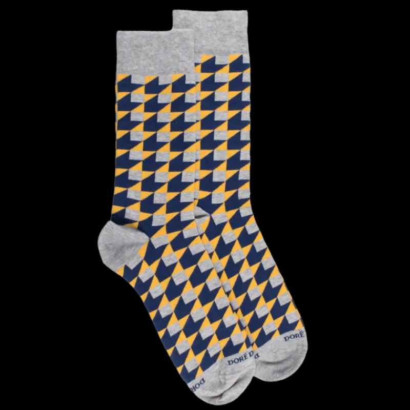 chaussettes_pour_hommes_e_0-14.webp Homme Doré Doré Chaussettes^Chaussettes pour hommes en coton égyptien avec motifs géométriques - Gris Rocheux