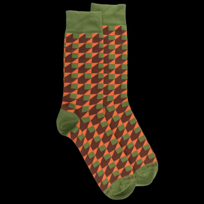 chaussettes_pour_hommes_e_0-15.webp Homme Doré Doré Chaussettes^Chaussettes pour hommes en coton égyptien avec motifs géométriques - Vert Campagne