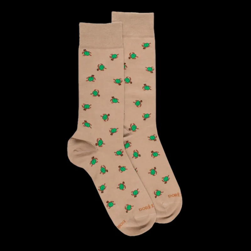 chaussettes_pour_hommes_e_0-36.webp Homme Doré Doré Chaussettes^Chaussettes pour hommes en fil d'Ecosse avec motif de tortue - Beige Sable