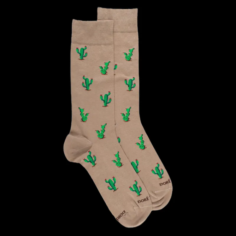 chaussettes_pour_hommes_e_0-43.webp Homme Doré Doré Chaussettes^Chaussettes pour hommes en fil d'Ecosse à motifs de cactus - Beige Sable