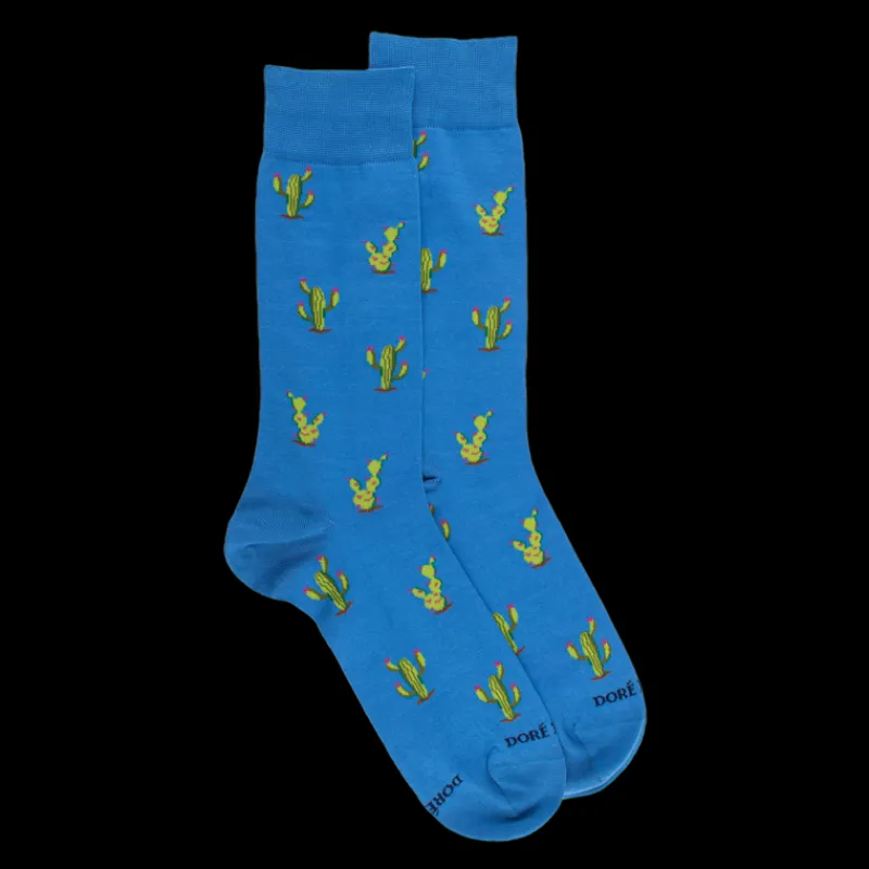 chaussettes_pour_hommes_e_0-44.webp Homme Doré Doré Chaussettes^Chaussettes pour hommes en fil d'Ecosse à motifs de cactus - Bleu Bassin