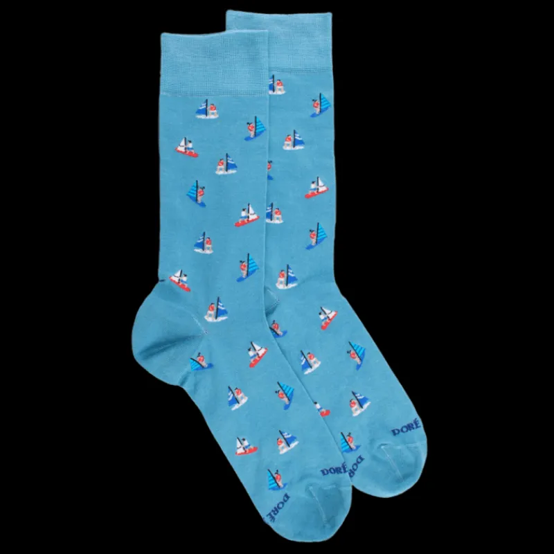 chaussettes_pour_hommes_e_0-6.webp Homme Doré Doré Chaussettes^Chaussettes pour hommes en fil d'Ecosse à motifs de bateaux à voile - Bleu Pacifique