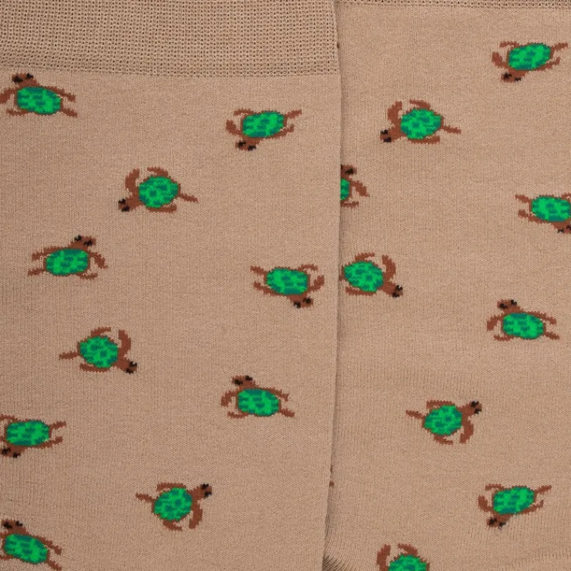 chaussettes_pour_hommes_e_1-28.webp Homme Doré Doré Chaussettes^Chaussettes pour hommes en fil d'Ecosse avec motif de tortue - Beige Sable