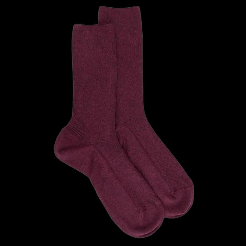 chaussettes_sans_bord_las_0-1.webp Femme Doré Doré Chaussettes^Chaussettes sans bord élastique en coton égyptien - Spécial jambes sensibles - Couleur prune