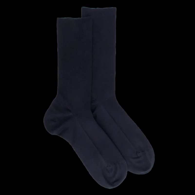chaussettes_sans_bord_las_0-8.webp Homme Doré Doré Chaussettes^Chaussettes sans bord élastique en coton égyptien - Spécial jambes sensibles - Marine foncé