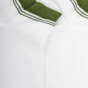 Homme Doré Doré Socquettes^Chaussons en coton uni pour femmes avec bordures contrastées - Blanc & Vert Campagne