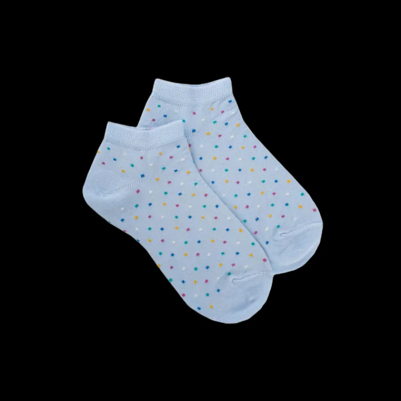 chaussons_pour_enfants_en_0.webp Enfant Doré Doré Socquettes^Chaussons pour enfants en fil d'Ecosse à motifs de petits points colorés - Bleu Vague