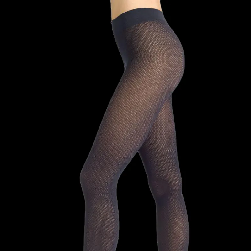 collant_dd_fantaisie__ble_1.webp Femme Doré Doré Collants^Collant DD fantaisie - Bleu marine 60 deniers à micro pois